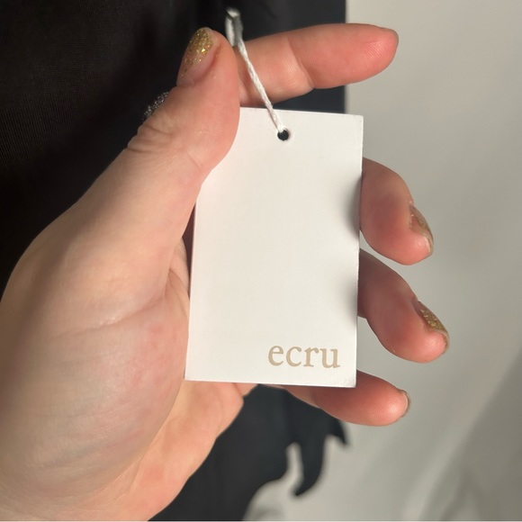 New! Ecru Black Stretch Long Sleeve Blouse - Picture 5 of 6